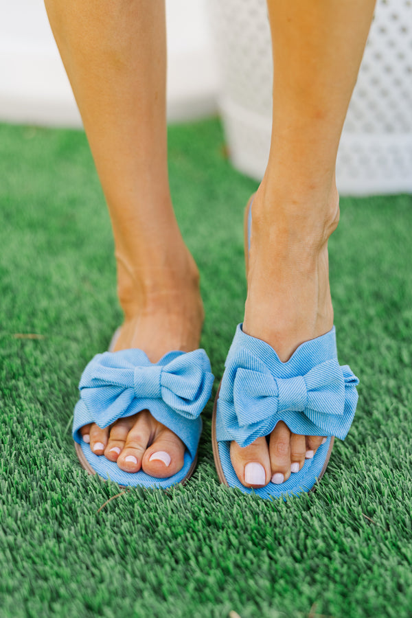 In Your Dreams Denim Blue Bow Sandals
