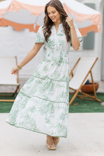 Share Your Happiness Sea Green Toile Maxi Dress Shop the Mint Share Your Happiness Sea Green Toile Maxi Dress Shop the Mint