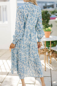 In Your Dreams Blue Toile L/S Midi Dress