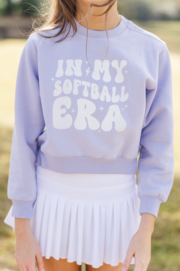 Girls: In My Softball Era Lavender Graphic Sweatshirt