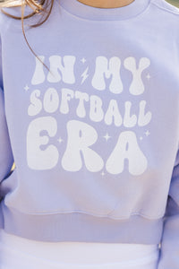 Girls: In My Softball Era Lavender Graphic Sweatshirt