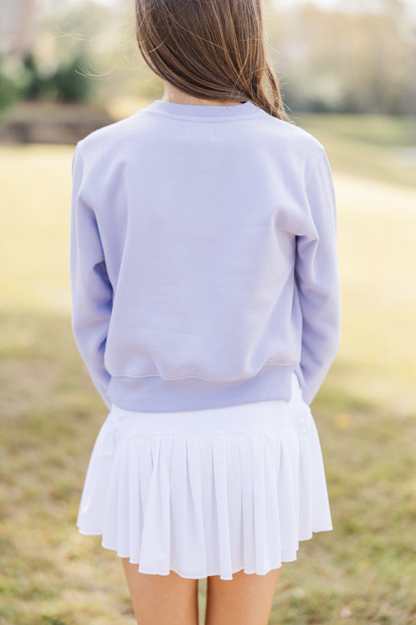 Girls: In My Softball Era Lavender Graphic Sweatshirt