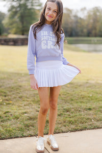 Girls: In My Softball Era Lavender Graphic Sweatshirt