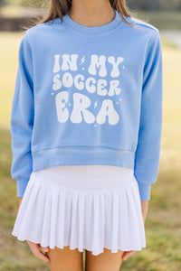 Girls: In My Soccer Era Blue Graphic Sweatshirt