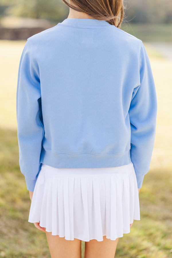 Girls: In My Soccer Era Blue Graphic Sweatshirt