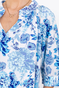 True Self Light Blue Floral Blouse