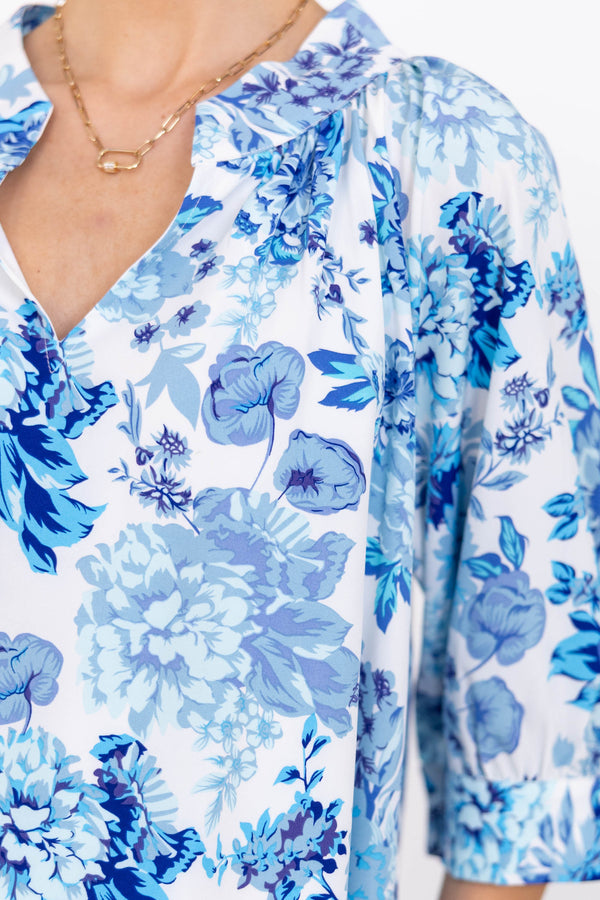True Self Light Blue Floral Blouse