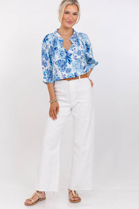 True Self Light Blue Floral Blouse