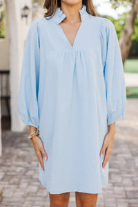 Above And Beyond Light Blue Textured Shift Dress