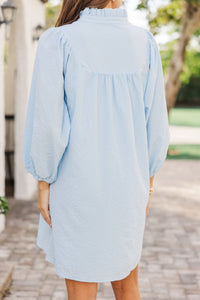 Above And Beyond Light Blue Textured Shift Dress