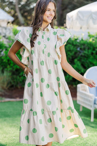 Find Your Joy Green Polka Dot Midi Dress