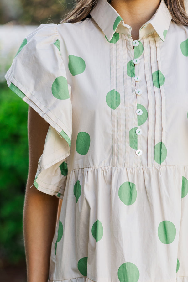 Find Your Joy Green Polka Dot Midi Dress