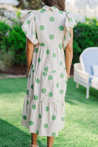 Find Your Joy Green Polka Dot Midi Dress