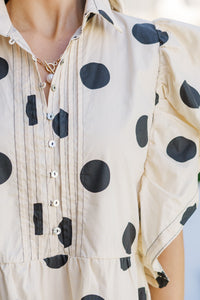 Out And About Ecru Polka Dot Romper
