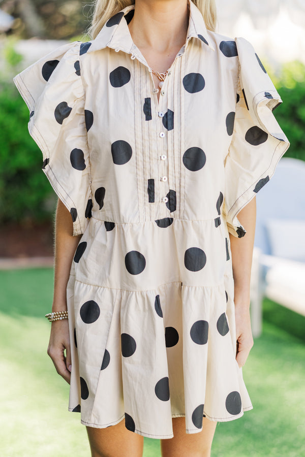 Out And About Ecru Polka Dot Romper