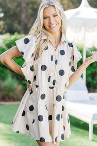 Out And About Ecru Polka Dot Romper