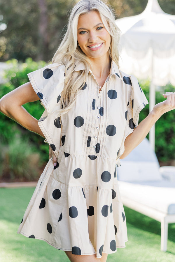 Out And About Ecru Polka Dot Romper