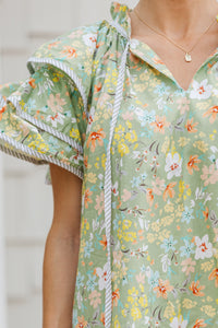 Find Your Well Sage Green Ditsy Floral Dress
