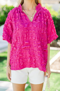 Enjoy Your Day Fuchsia Pink Textured Blouse