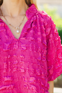 Enjoy Your Day Fuchsia Pink Textured Blouse