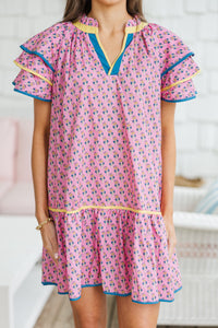 Just Fine Pink Floral Medallion Dress