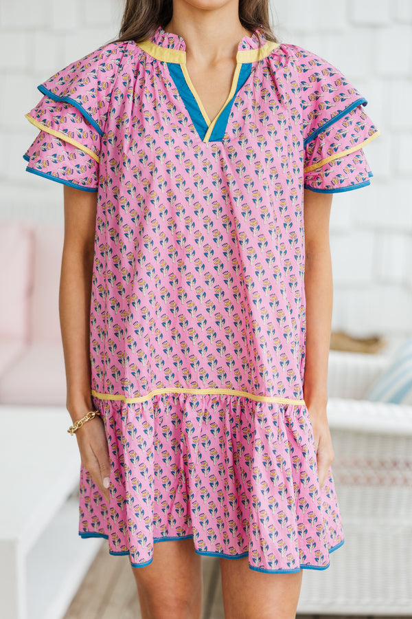 Just Fine Pink Floral Medallion Dress