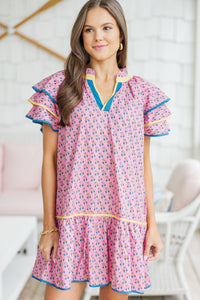 Just Fine Pink Floral Medallion Dress