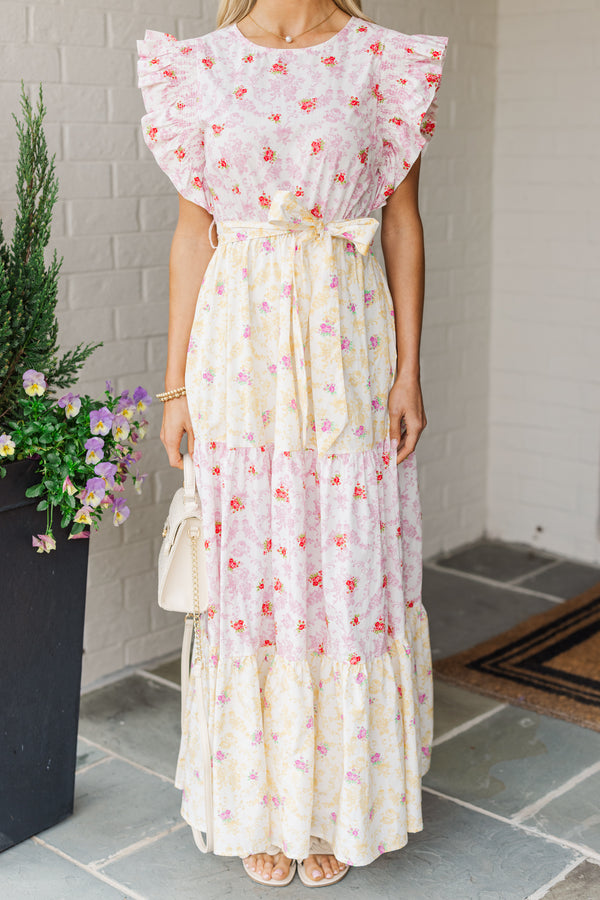 Open Your Heart Yellow & Pink Floral Maxi Dress – Shop the Mint