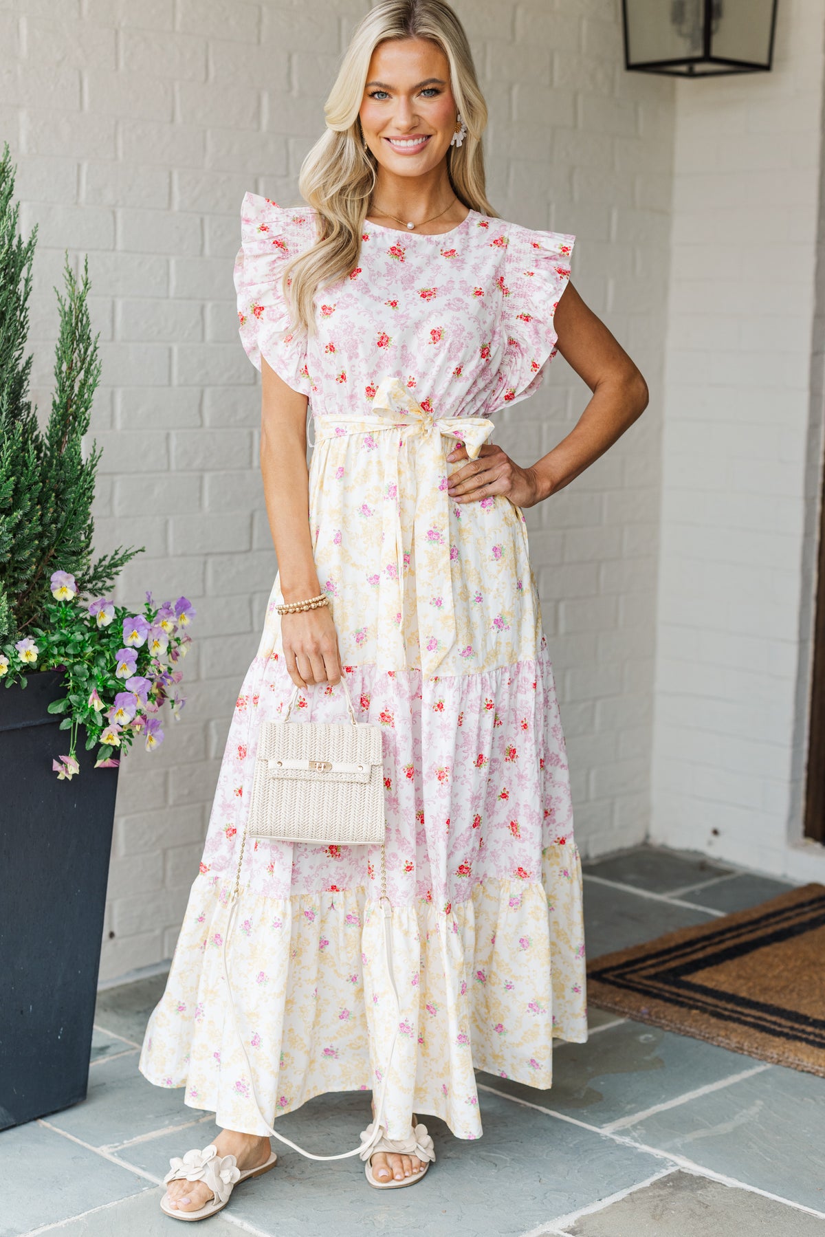 Open Your Heart Yellow & Pink Floral Maxi Dress – Shop the Mint