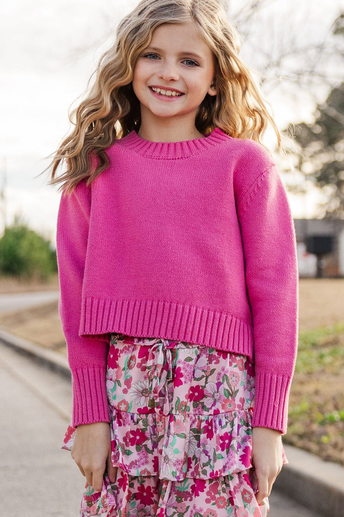 Sophie & Lucas Girls Fuchsia Pink Cord Pants with Corduroy Candy Print Scallop Top main image 1