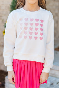 Girls: All My Love White Graphic Sweatshirt