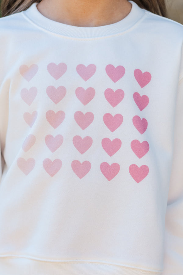 Girls: All My Love White Graphic Sweatshirt