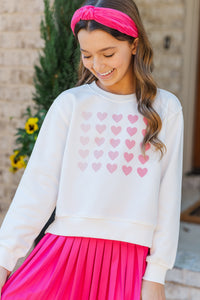 Girls: All My Love White Graphic Sweatshirt