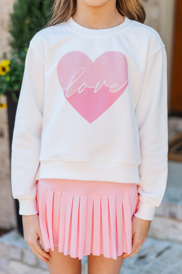 Girls: With Love White Graphic Sweatshirt