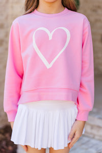 Girls: All The Love Pink Heart Graphic Sweatshirt