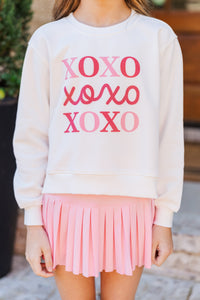 Girls: X's and O's White Graphic Sweatshirt