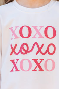 Girls: X's and O's White Graphic Sweatshirt