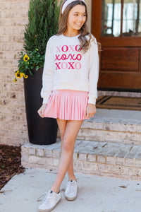 Girls: X's and O's White Graphic Sweatshirt