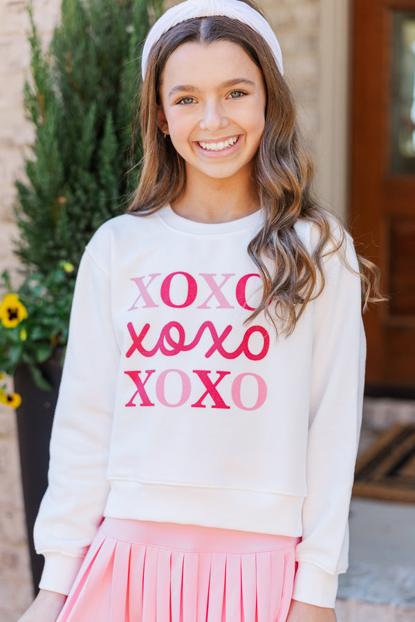 Girls: X's and O's White Graphic Sweatshirt