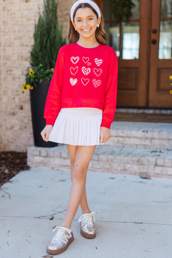 Girls: So Much Love Red Graphic Sweatshirt