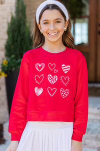 Girls: So Much Love Red Graphic Sweatshirt