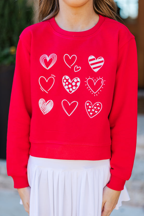 Girls: So Much Love Red Graphic Sweatshirt