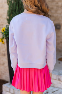 Girls: Heart Eyes Lavender Graphic Sweatshirt