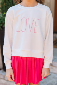 Girls: L-O-V-E White Graphic Sweatshirt