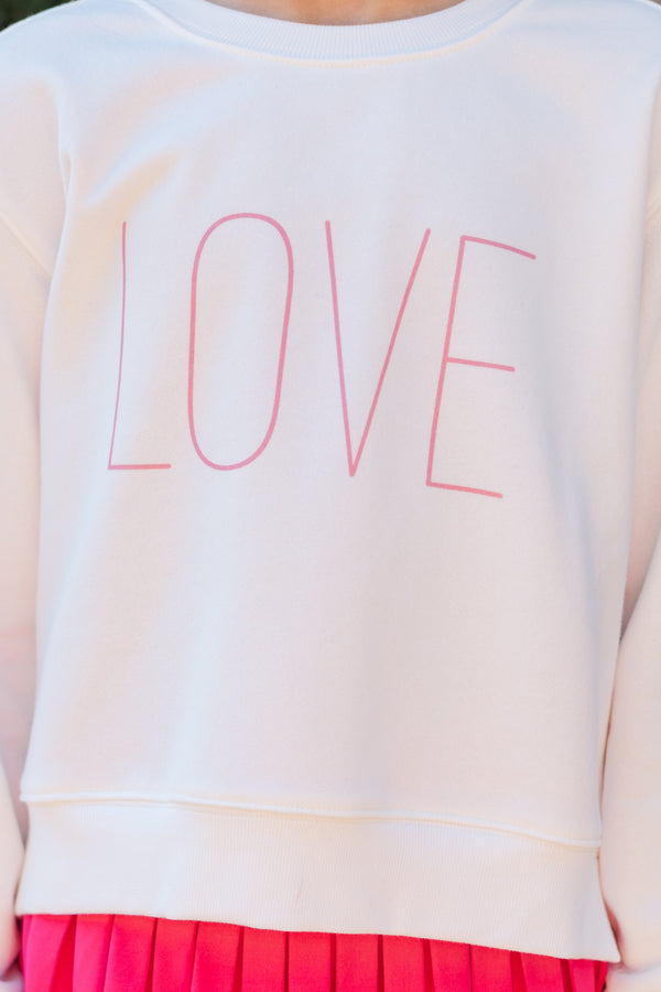 Girls: L-O-V-E White Graphic Sweatshirt