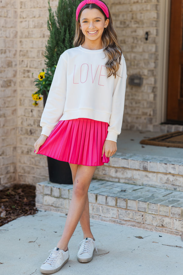 Girls: L-O-V-E White Graphic Sweatshirt