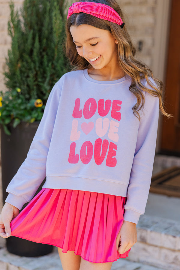 Girls: All My Heart Lavender Graphic Sweatshirt