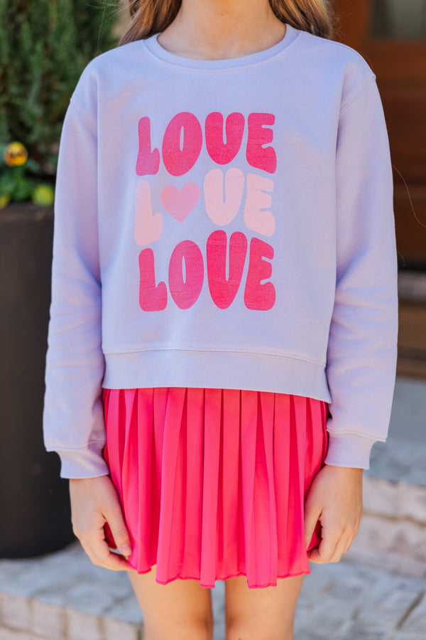 Girls: All My Heart Lavender Graphic Sweatshirt