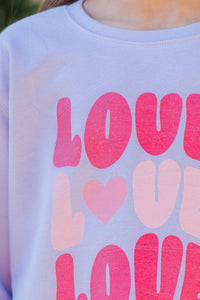 Girls: All My Heart Lavender Graphic Sweatshirt