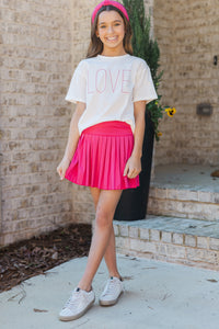 Girls: L-O-V-E White Graphic Tee